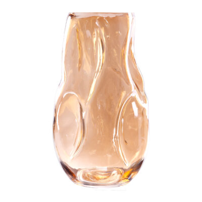 QUVIO Vaas gekreukt – Maat L – Glas – Beige