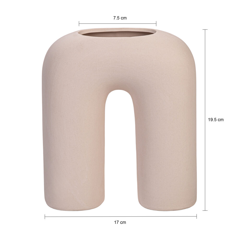 keramiek vaas u-vorm beige afmetingen