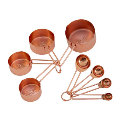 Krumble Maatcups en lepels – Set van 8 – RVS – Zwart