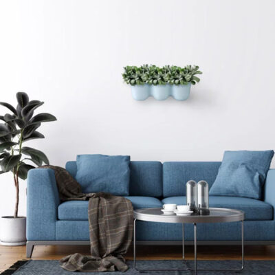 QUVIO Bloempot voor aan de wand – 15 x 43,5 cm – Lichtblauw