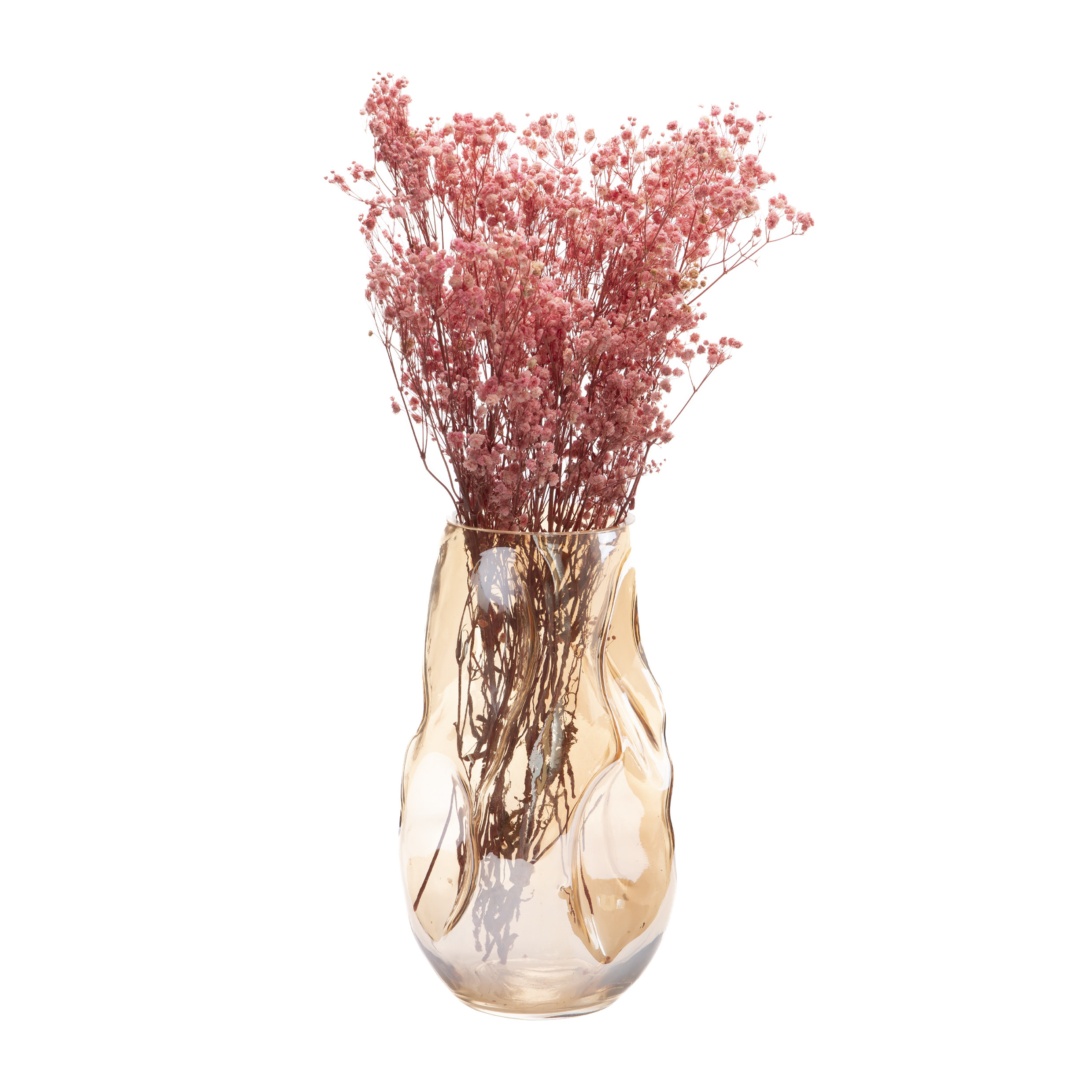 QUVIO Vaas gekreukt - Maat L - Glas - Beige