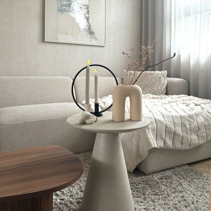 QUVIO Vaas – U vorm – Keramisch – Beige
