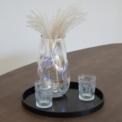 QUVIO Houten dienblad rond – Diameter 36  cm – Zwart