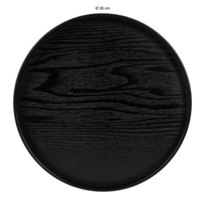 QUVIO Houten dienblad rond – Diameter 36  cm – Zwart
