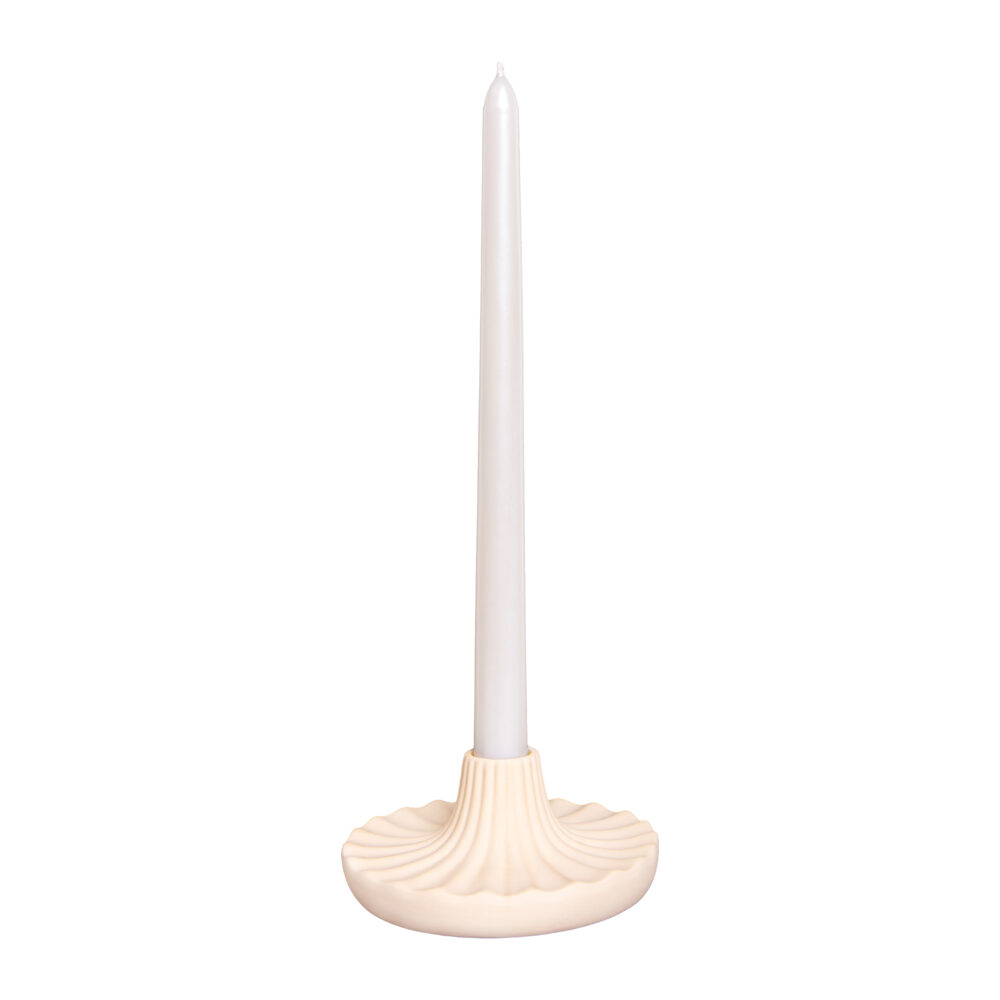 Keramische ronde kandelaar wit