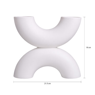 Witte keramieken vaas, decoratieve vaas, vaas, witte vaas, X vorm