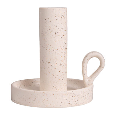 Gebroken witte kandelaar, Kandelaar, Kaarsenhouder, Kaarsenstandaard, schaaltje en oortje