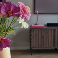 QUVIO Ronde kandelaar – Keramiek – Oudroze