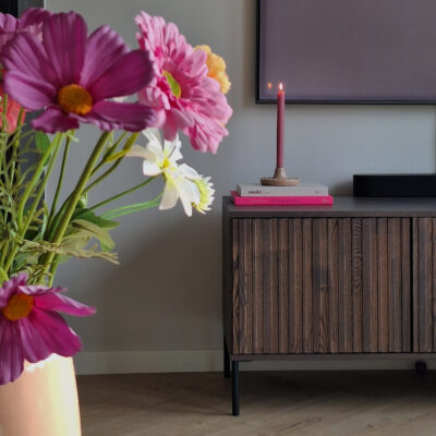 QUVIO Ronde kandelaar – Keramiek – Oudroze