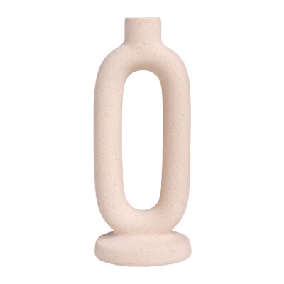 Ovale kaarsenhouder keramiek wit