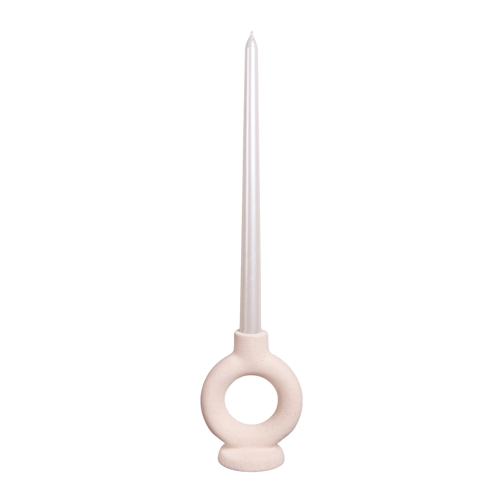 QUVIO Ronde kaarsenhouder &#8211; Rond &#8211; Keramiek &#8211; Gebroken wit &#8211; Klein