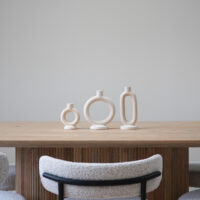QUVIO Ronde kaarsenhouder – Rond – Keramiek – Gebroken wit – Klein