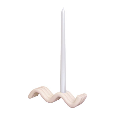 QUVIO Kandelaar golvend – Keramiek – Beige