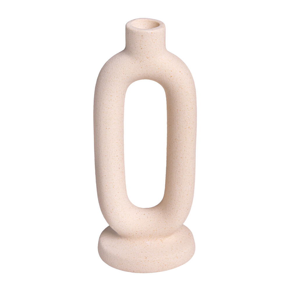 Ovale kaarsenhouder keramiek wit