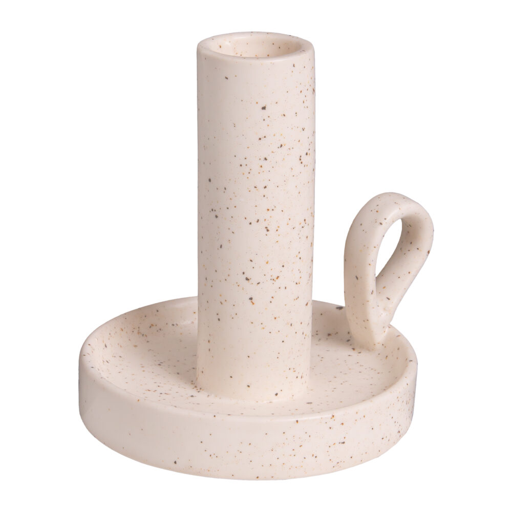 Gebroken witte kandelaar, Kandelaar, Kaarsenhouder, Kaarsenstandaard, schaaltje en oortje