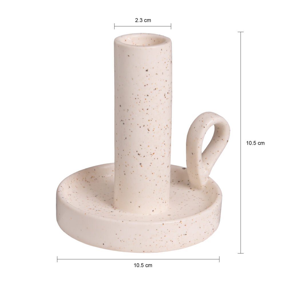 Gebroken witte kandelaar, Kandelaar, Kaarsenhouder, Kaarsenstandaard, schaaltje en oortje