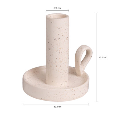 Gebroken witte kandelaar, Kandelaar, Kaarsenhouder, Kaarsenstandaard, schaaltje en oortje