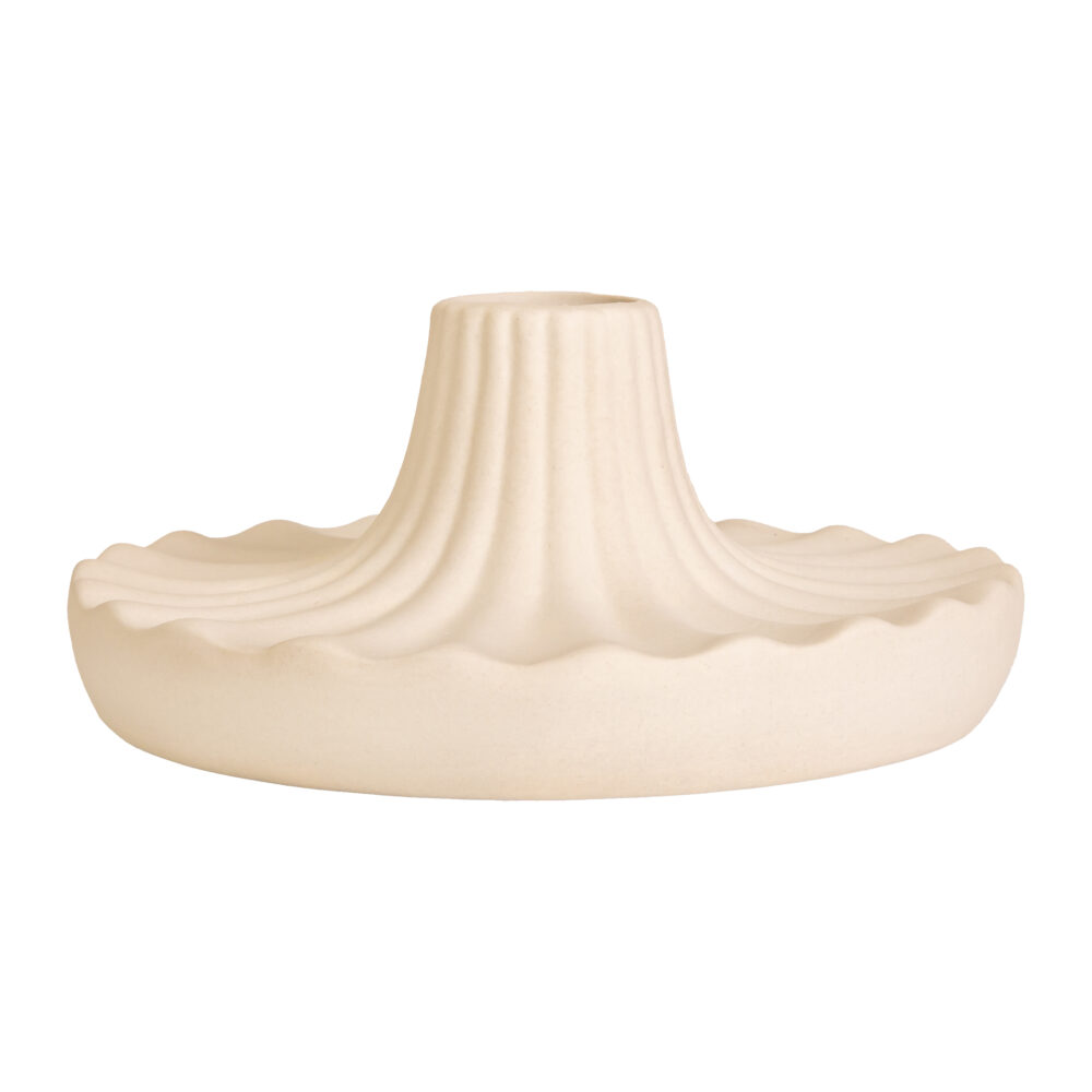 kandelaar, ronde kandelaar, kaarsenhouder, beige keramiek, decoratieve accessoire, veelzijdige kandelaar,