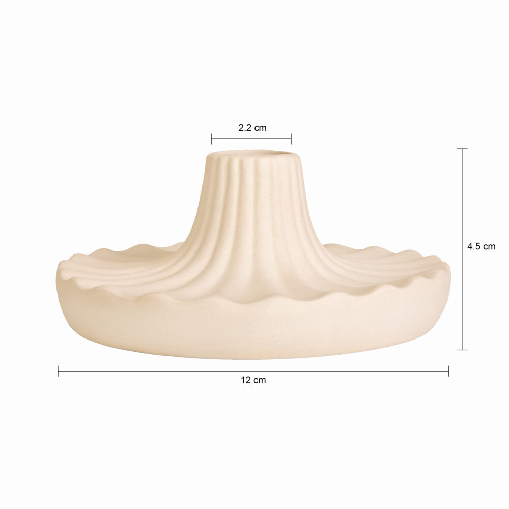 kandelaar, ronde kandelaar, kaarsenhouder, beige keramiek, decoratieve accessoire, veelzijdige kandelaar,