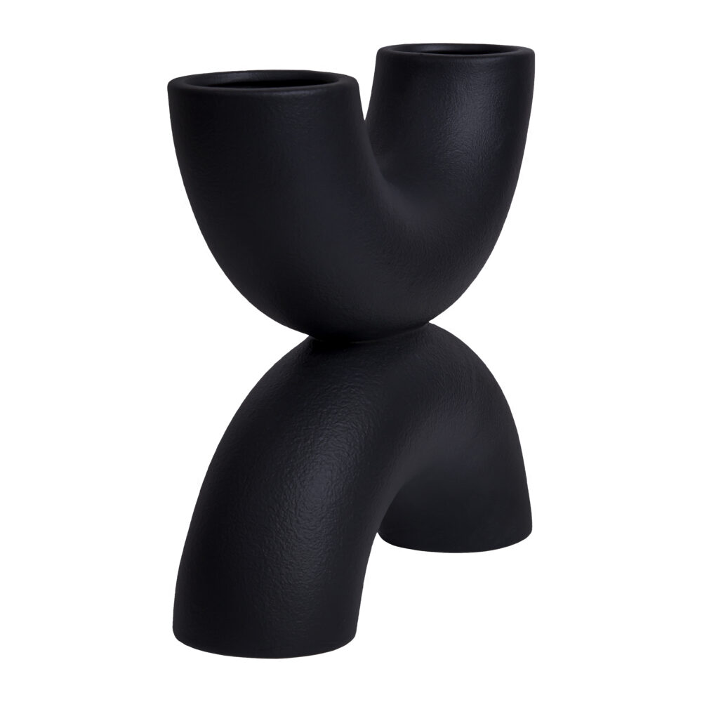 zwarte keramieken vaas, Decoratieve vaas, vaas, vazen, droogbloemenvaas, zwarte vaas, zwarte beeldje