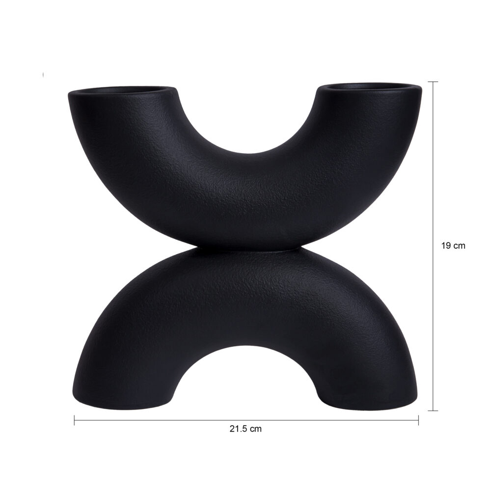 zwarte keramieken vaas, Decoratieve vaas, vaas, vazen, droogbloemenvaas, zwarte vaas, zwarte beeldje