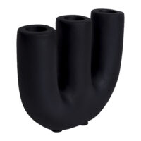 QUVIO kandelaar, zwarte kaarsenhouder, kaarsenhouder, kaarsenstandaard, keramische kaarsenstandaard, Kandelaar, Kaarsenhouder voor 3 kaarsen