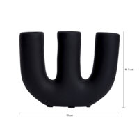 QUVIO kandelaar, zwarte kaarsenhouder, kaarsenhouder, kaarsenstandaard, keramische kaarsenstandaard, Kandelaar, Kaarsenhouder voor 3 kaarsen