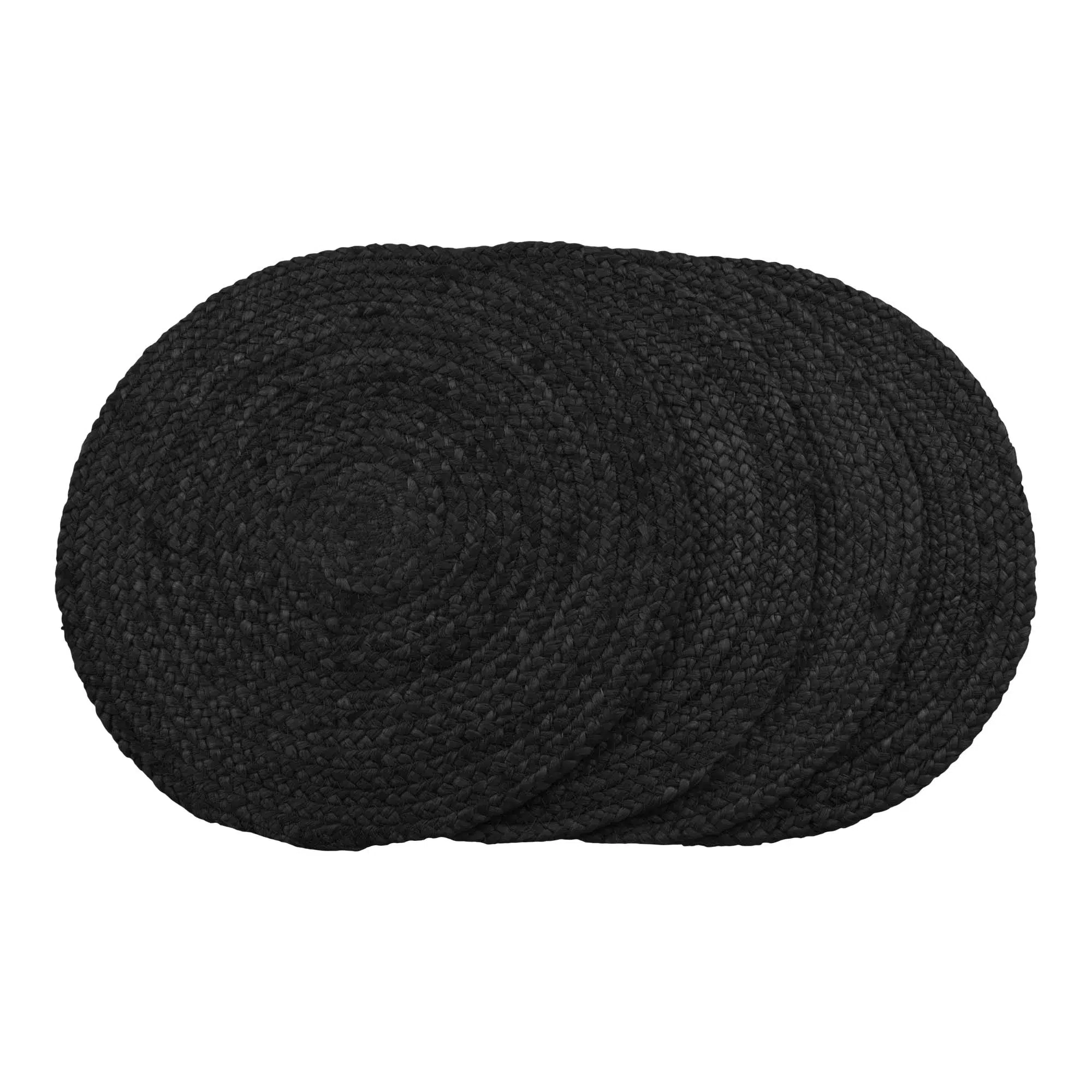 Krumble Ronde placemats - Set van 4 - Jute - Rond - ø38 cm - Donkergrijs