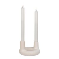 kandelaar, dubbele kaarsenhouder, kaarsenhouder, dubbele kaarsenontwerp, organische vorm, beige