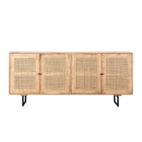 Lewis & Loft Dressoir Lucas – Met 4 deuren – FSC®-gecertificeerd mangohout – Rotan – Naturel