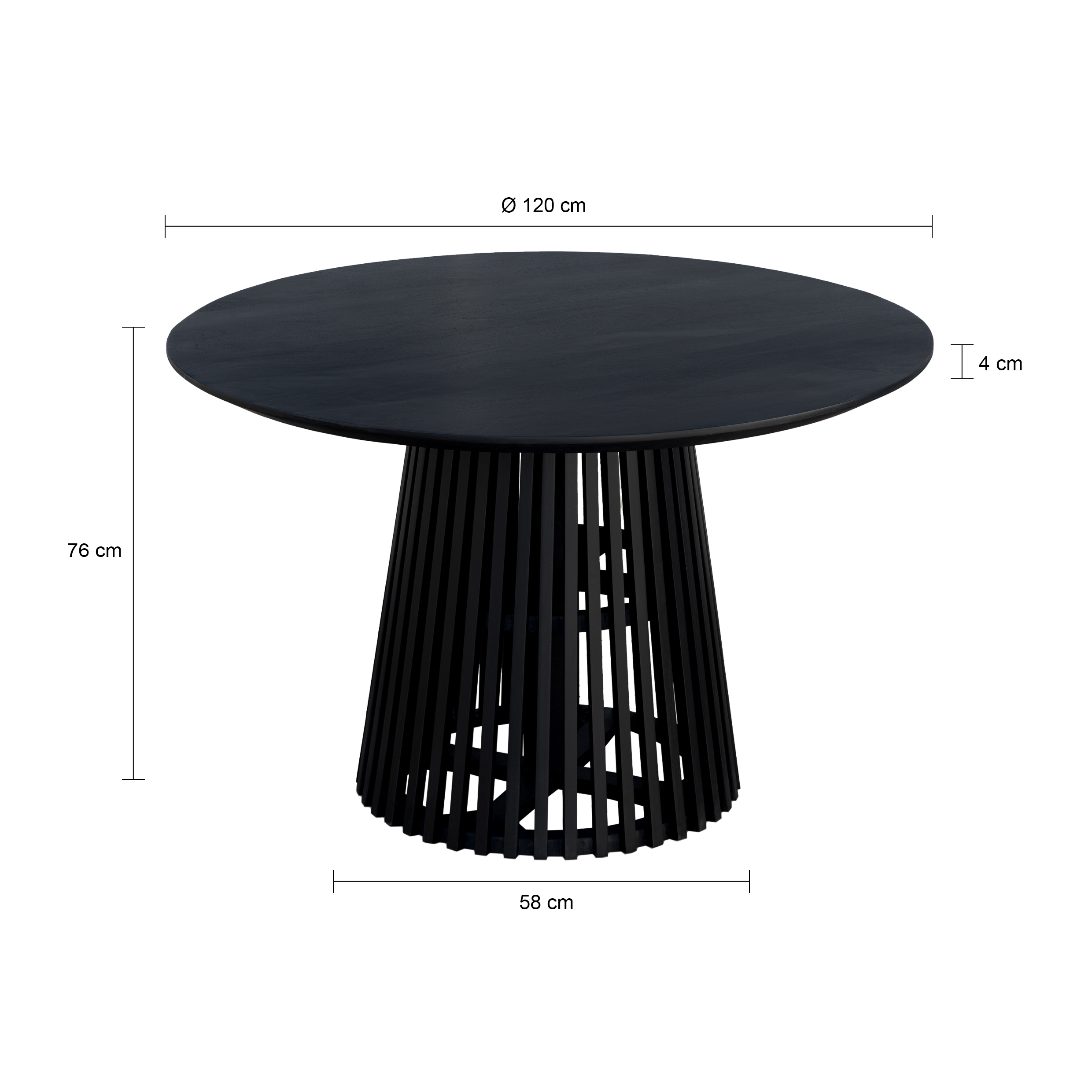 Lewis & Loft Eettafel Levi – Rond – FSC®-gecertificeerd mangohout – Ø120 cm – Zwart