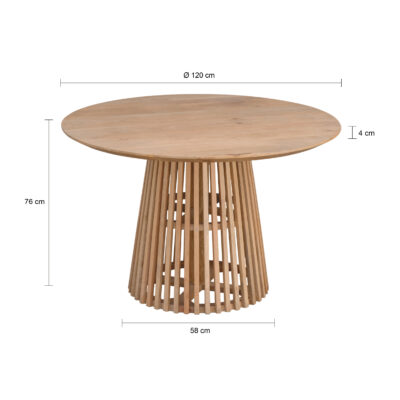 Lewis & Loft Eettafel Levi – FSC®-gecertificeerd mangohout – Rond – Ø 120 cm – Naturel