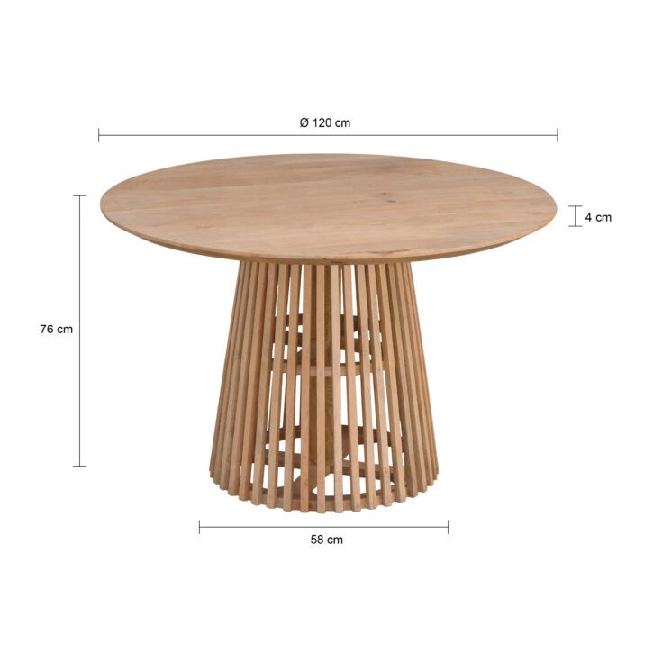 Lewis & Loft Eettafel Levi – FSC®-gecertificeerd mangohout – Rond – Ø 120 cm – Naturel