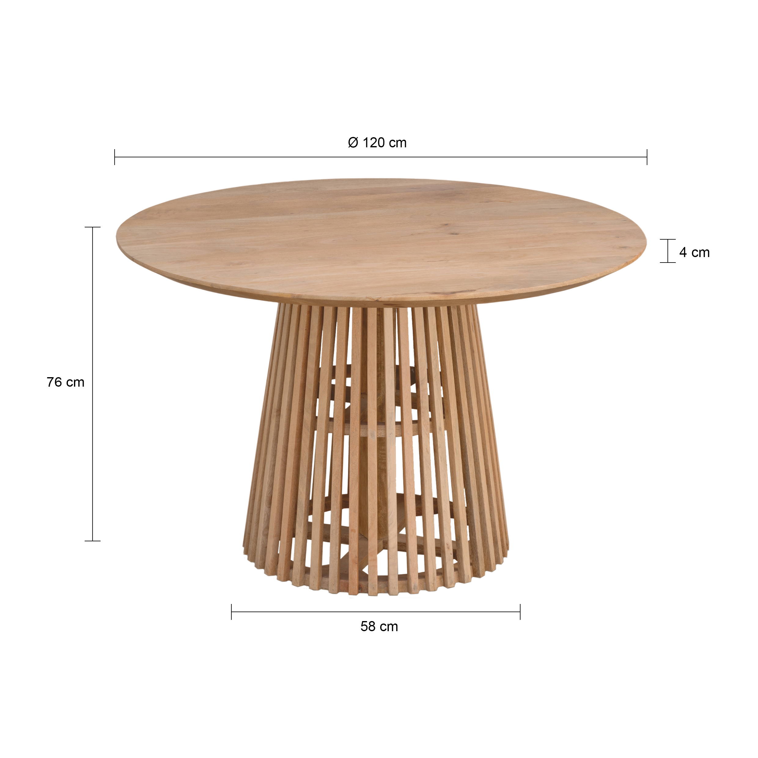 Lewis & Loft Eettafel Levi – FSC®-gecertificeerd mangohout – Rond – Ø 120 cm – Naturel