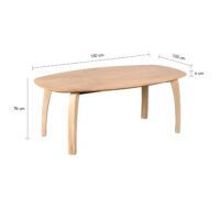 Lewis & Loft Eettafel Luna – FSC®-gecertificeerd mangohout – Deens ovaal – 180×100 cm – Naturel