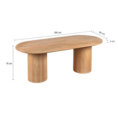 Lewis & Loft Eettafel Lynn – Ovaal – 200×90 cm – FSC®-gecertificeerd mangohout – Naturel
