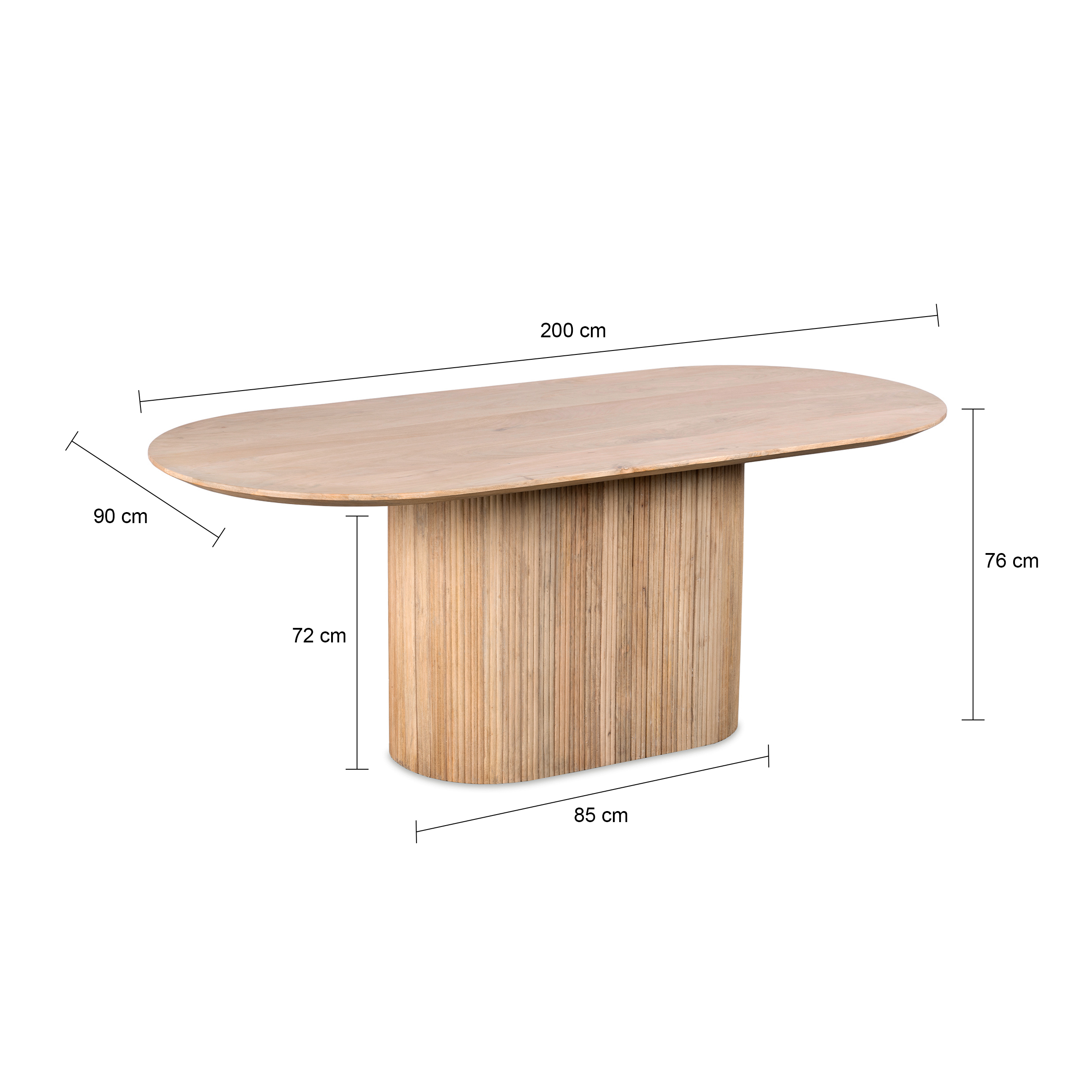 Lewis & Loft Eettafel Lynn – Ovaal – 200×90 cm – FSC®-gecertificeerd mangohout – Naturel