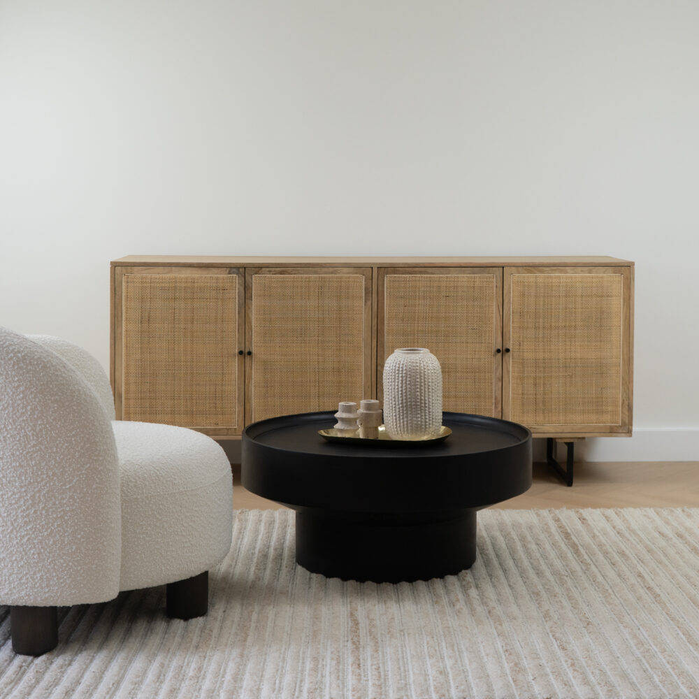 Lewis & Loft Dressoir Lucas – Met 4 deuren – FSC®-gecertificeerd mangohout – Rotan – Naturel