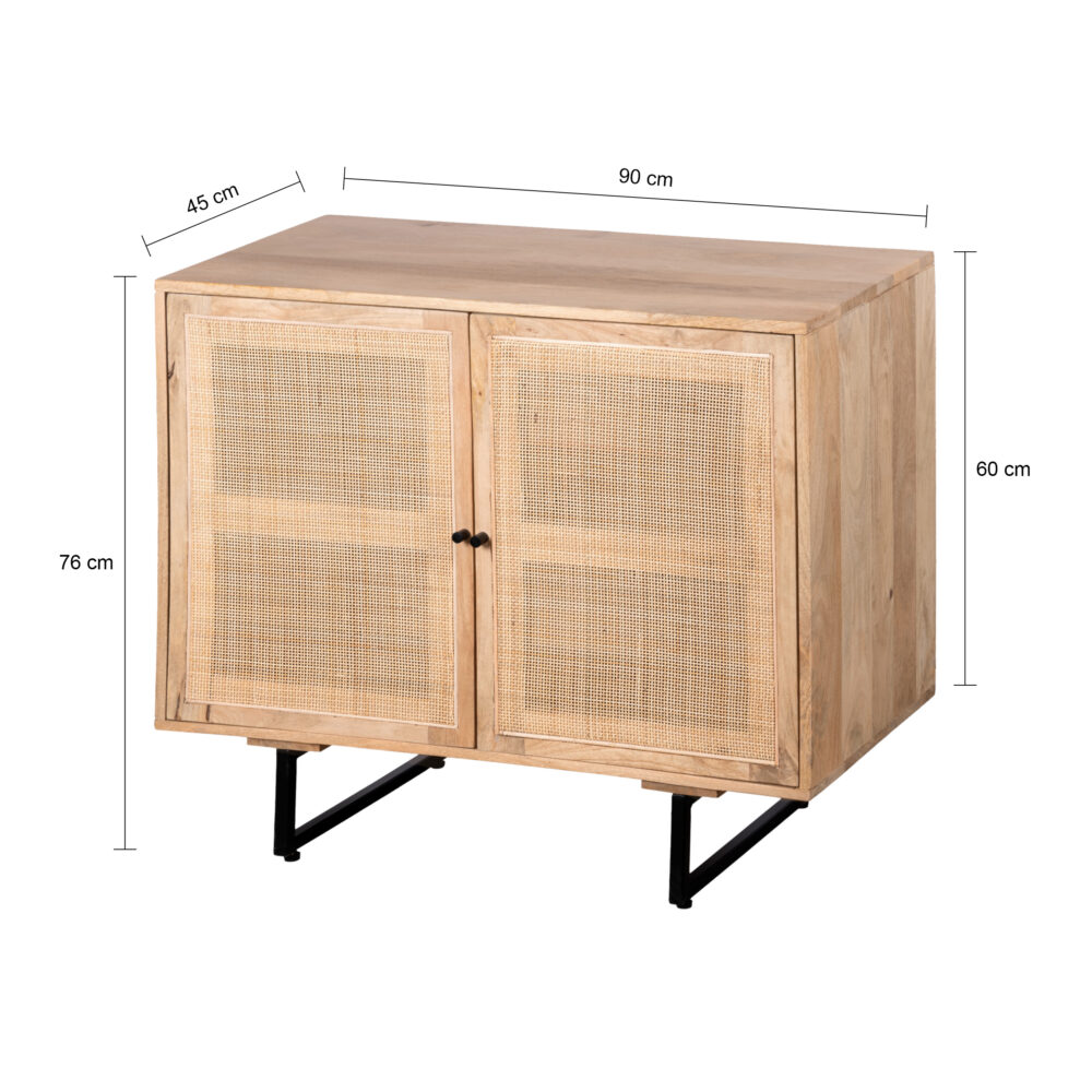 Lewis & Loft Dressoir Lucas – Met 2 deuren – FSC®-gecertificeerd mangohout – Rotan – Naturel