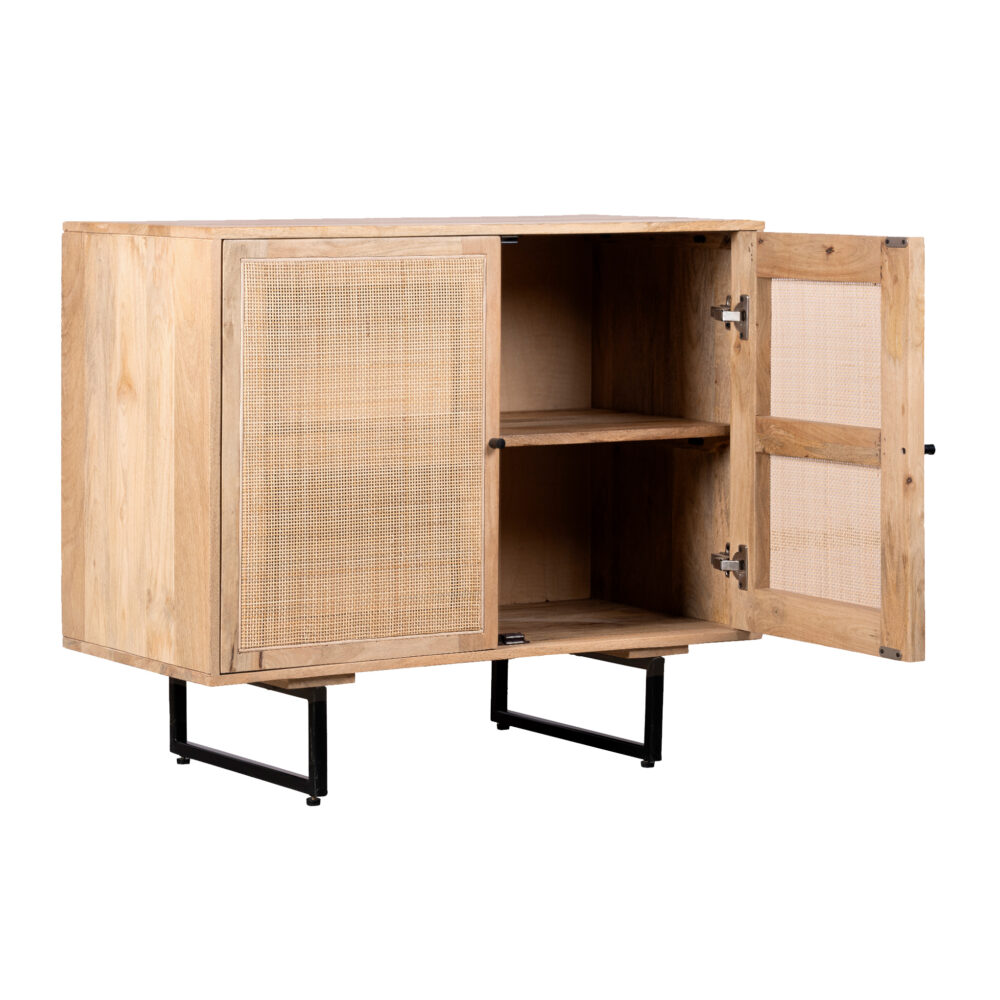 Lewis & Loft Dressoir Lucas – Met 2 deuren – FSC®-gecertificeerd mangohout – Rotan – Naturel