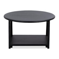 zwarte salontafel, ronde salontafel, Salontafel, FSC gecertificeerd mangohout, rotan, Zwart