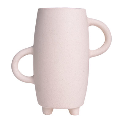 Vaas - Met handvatten - Op 3 poten - Keramiek - Beige