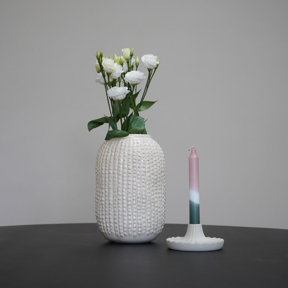 QUVIO Bolletjes vaas – Keramiek – Beige