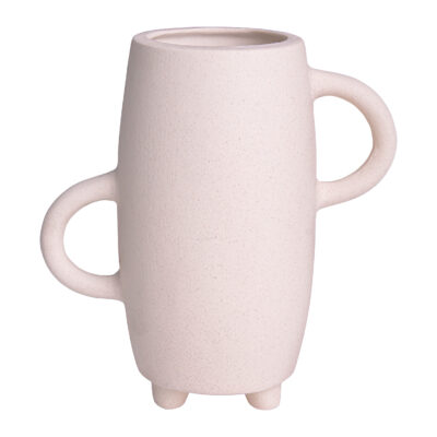 Vaas - Met handvatten - Op 3 poten - Keramiek - Beige