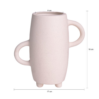 Vaas - Met handvatten - Op 3 poten - Keramiek - Beige
