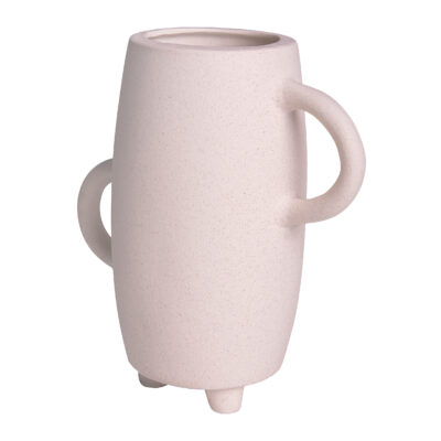 Vaas - Met handvatten - Op 3 poten - Keramiek - Beige