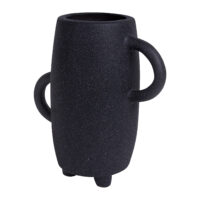 Vaas - Met handvatten - Op 3 poten - Keramiek - Zwart