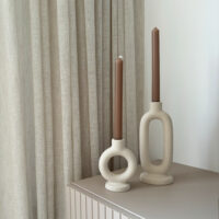 QUVIO Ronde kaarsenhouder – Rond – Keramiek – Gebroken wit – Klein