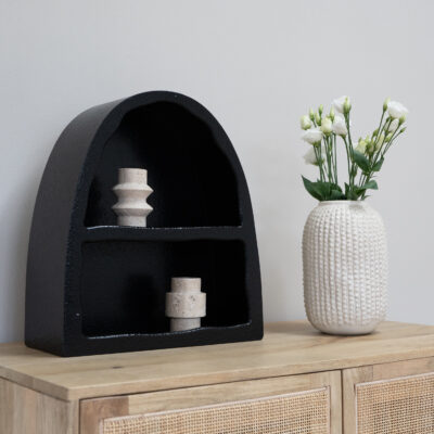 QUVIO Vakkenkast rond – 2 vakken – Hout – Zwart