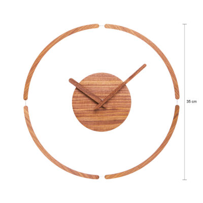 Wandklok - 35 cm - Hout - Plexiglas - Donkerbruin